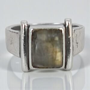 Vintage Labradorite Sterling Silver Ring Square Shape Size 6
